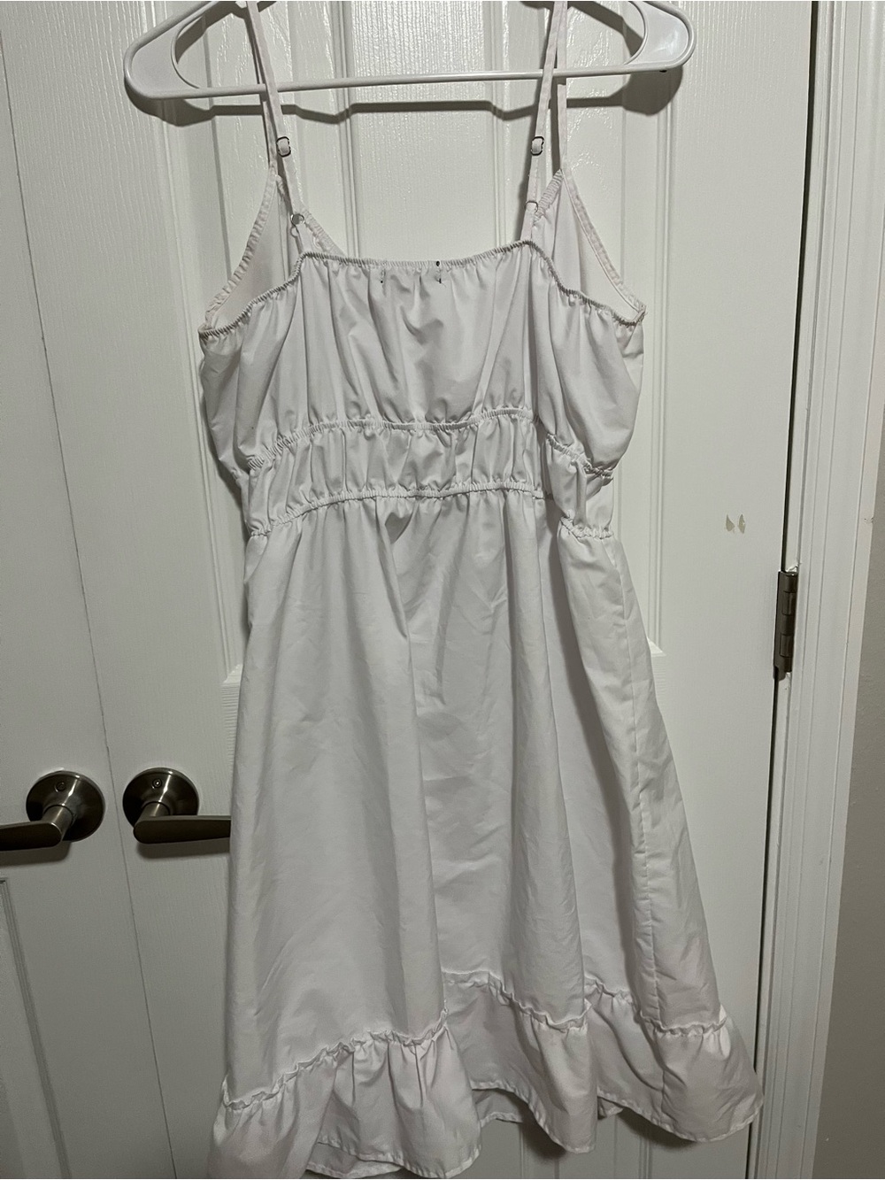 White Ruched Spaghetti-Strap Mini Dress - Picture 5 of 5